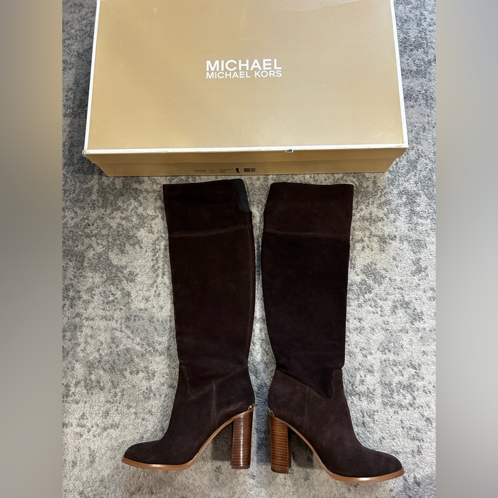 Michael Kors Regina Tall over the knee Boot Coffee Suede 8 1/2